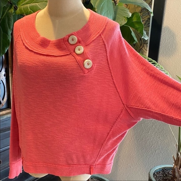Free People Don’t Forget About Me Salmon Pink Pull over textured top - Picture 4 of 14